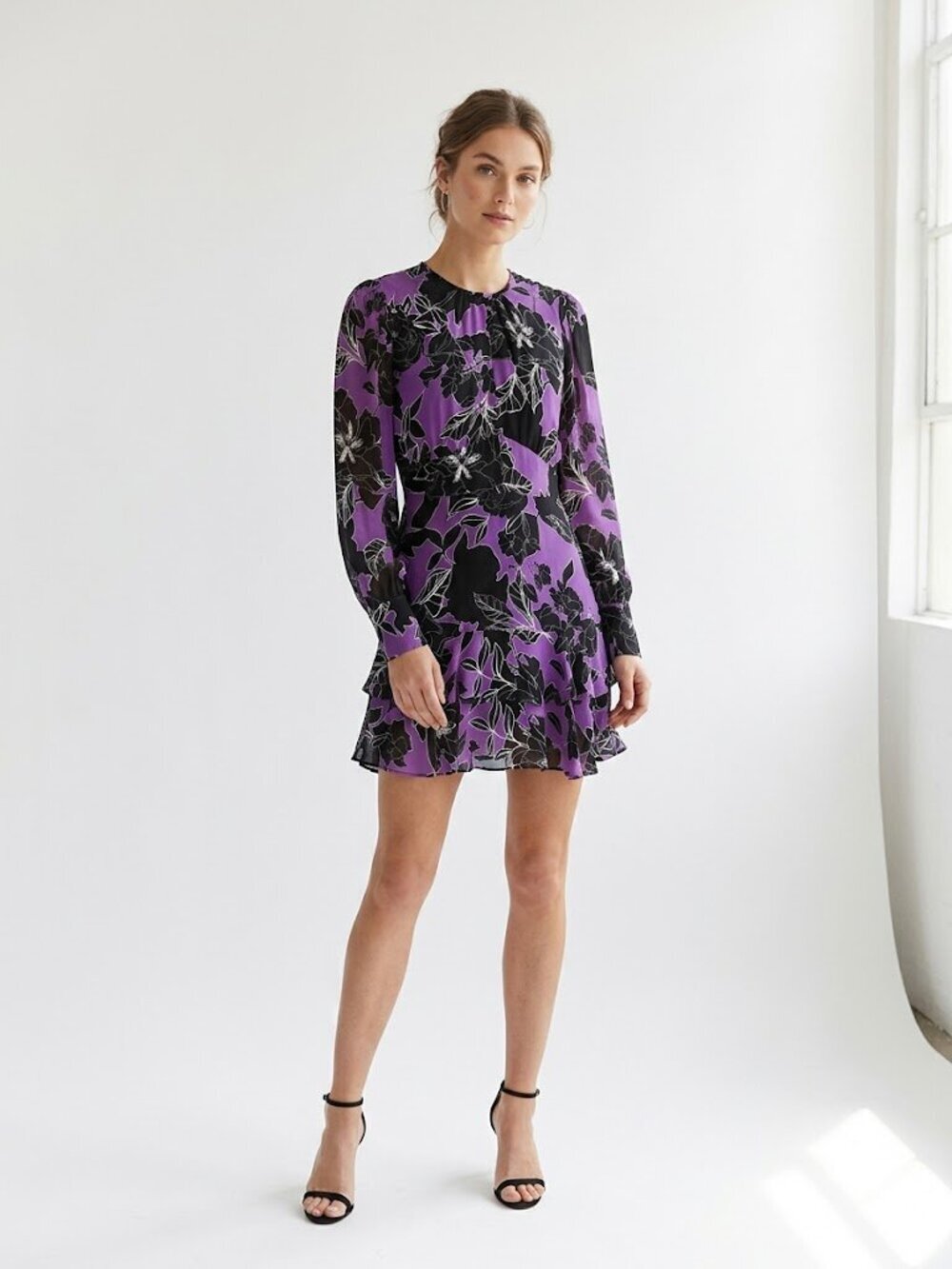 Parker Hayley Purple Silk Floral Mini Dress Size 2 Revolve RTR